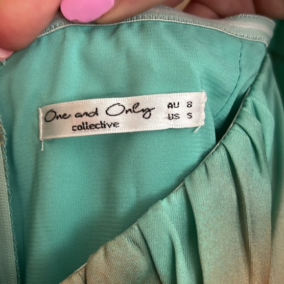 Tie Dye Layered Romper Seafoam Green and Orange Sherbert Side Small romper dress - Picture 5 of 5